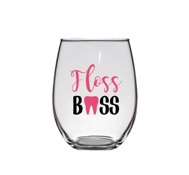 Floss Boss Stemless Wine Glass