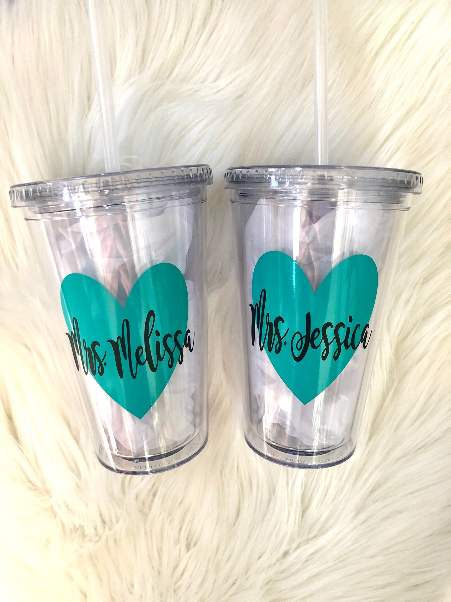 Personalized Heart Tumblers | Many Different Colors & Font Styles To Choose From!