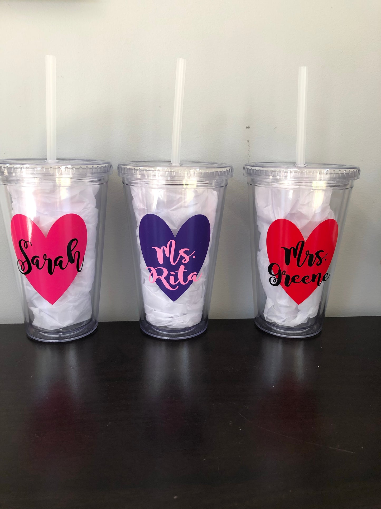 Personalized Heart Tumblers | Many Different Colors & Font Styles To Choose From!