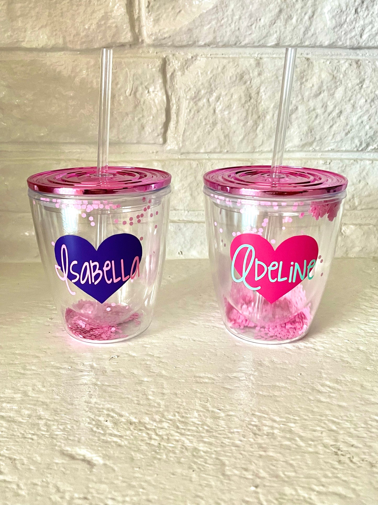 Kids Valentine's Day Pink Confetti Tumblers