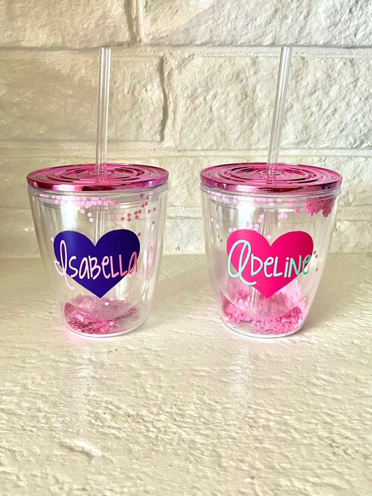 Kids Valentine's Day Pink Confetti Tumblers