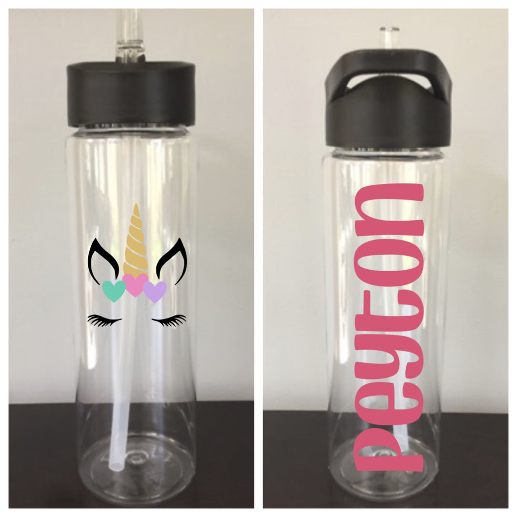 Personalized 24oz Unicorn Water Bottle (Name On Back) | 8 Different Font Styles To Choose From!