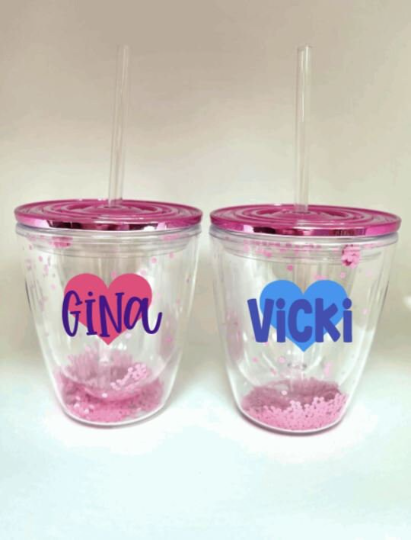 Kids Valentine's Day Pink Confetti Tumblers