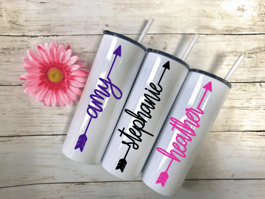 Personalized Stainless Steel Skinny Tumblers | Many Different Colors To Choose From!