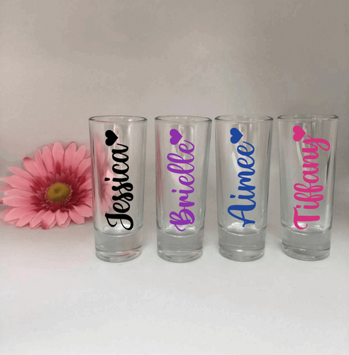 Personalized Tall Shot Glasses With Name/Heart